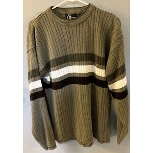 Vintage Xtreme Men’s Y2K Green Stripeed Sweater Size Medium